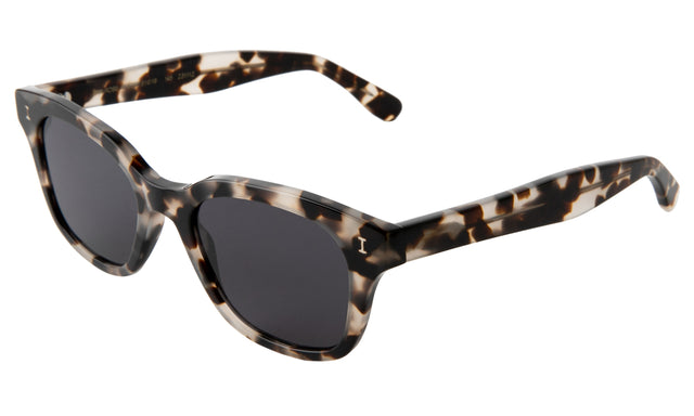 Melrose Sunglasses Side Profile in White Tortoise / Grey Flat