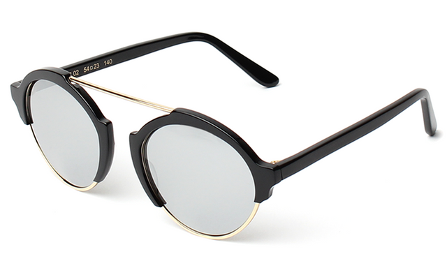  Milan III Sunglasses Side Profile in Black With Silver Mirror