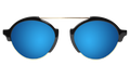 Front view of Milan III Sunglasses in Black/Blue Mirror