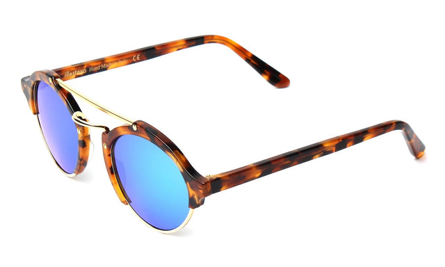  Milan Sunglasses Side Profile in Light Tortoise / Blue Mirror