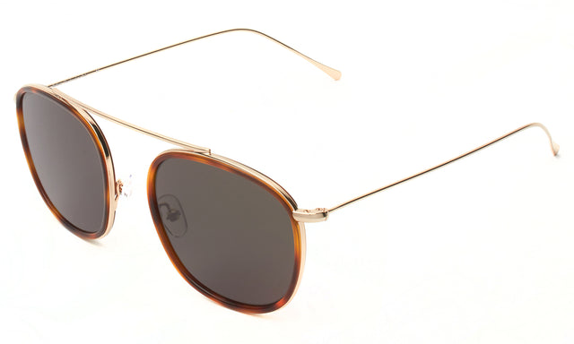 Mykonos Ace Sunglasses Side Profile in Havana/Gold / Grey Flat