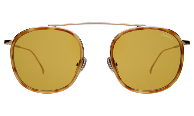 Mykonos Ace Sunglasses in Amber/Gold with Honey Flat See Through