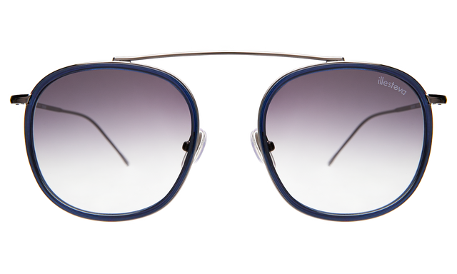 Mykonos Ace Sunglasses in Navy/Gunmetal with Grey Flat Gradient