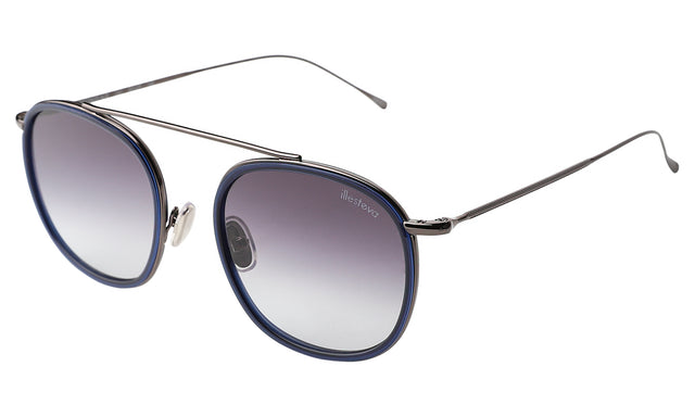 Mykonos Ace Sunglasses Side Profile in Navy/Gunmetal / Grey Flat Gradient