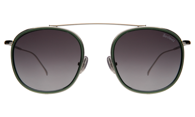 Mykonos Ace Sunglasses in Pine/Silver with Grey Flat Gradient