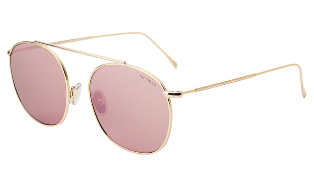 Mykonos II Sunglasses Side Profile in Gold / Bright Rose Flat Mirror 
