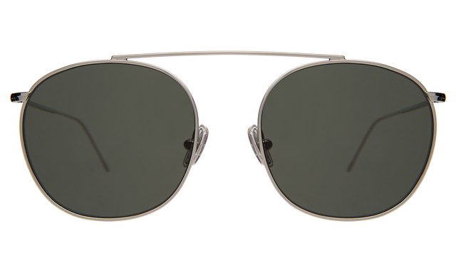 Mykonos II Sunglasses in Silver with Olive Flat