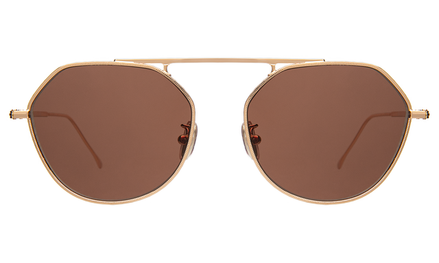 Nicosia 57 Sunglasses in Rose Gold with Brown Flat