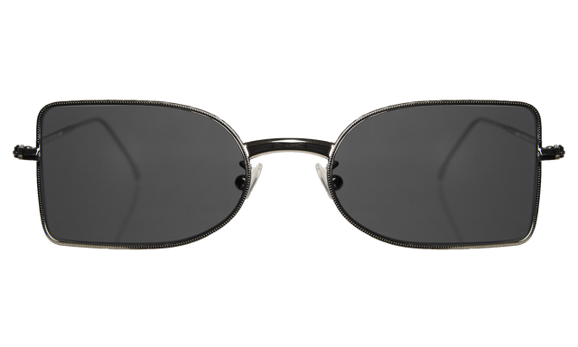 Nostrand Sunglasses front view in Silver with Grey