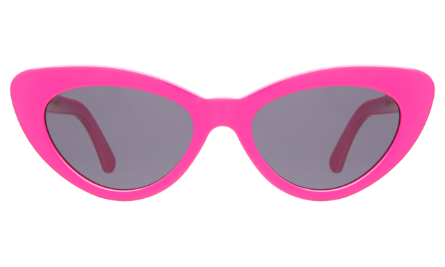 Pamela Sunglasses front view in Hot Pink with Grey Flat
