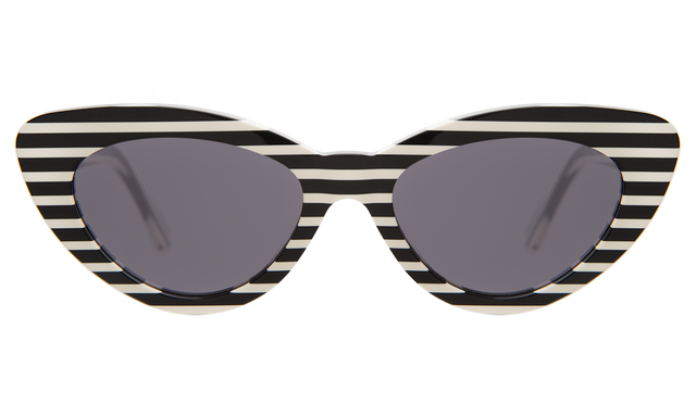 Pamela Sunglasses front view in Candy Stripe with Grey Flat