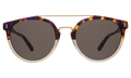 Front view of Puglia Sunglasses in H/H Rum Raisin Bone/Gold/Grey Flat