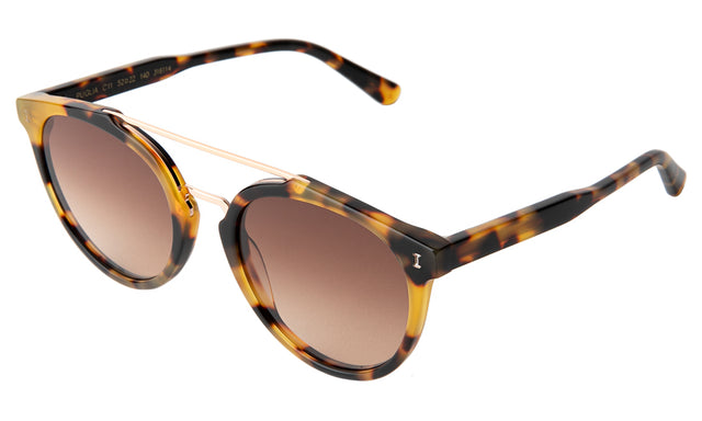 Puglia Sunglasses Side Profile in Tortoise/Rose Gold / Brown Flat Gradient