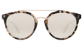 Front view of Puglia Sunglasses in White Tortoise/Gold/Silver Flat Mirror