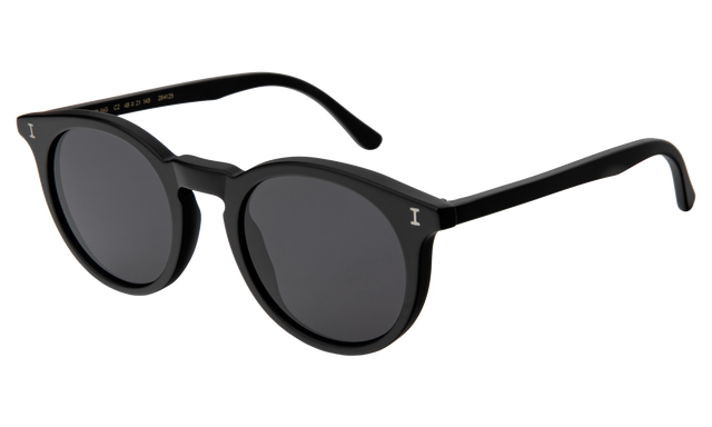 Sterling Sunglasses Side Profile in Matte Black / Grey Flat