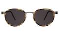 Front view of Tompkins Titanium Sunglasses in Tortoise/Matte Silver/Grey