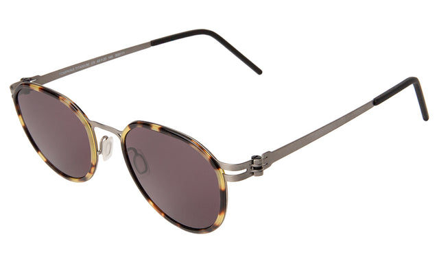 Tompkins Titanium Sunglasses Side Profile in Tortoise/Matte Silver / Grey