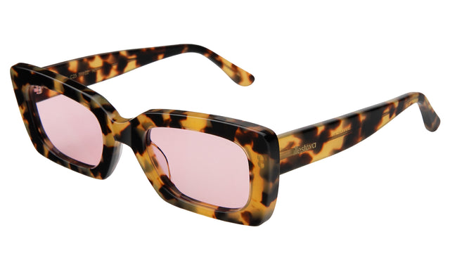 Wilson Sunglasses Side Profile in Tortoise / Dusty Pink Flat See Through
