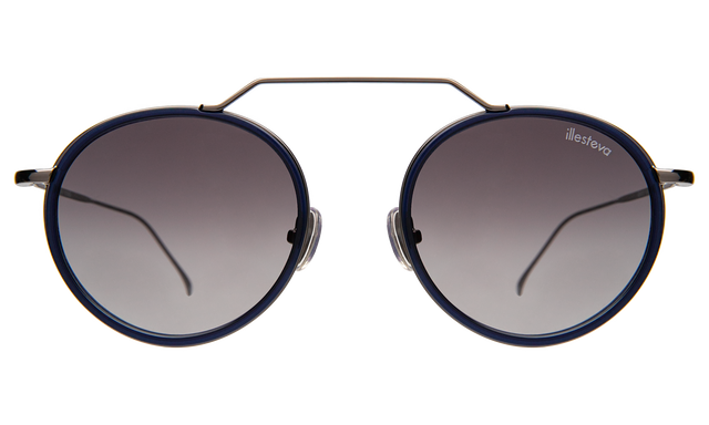 Wynwood Ace Sunglasses in Navy/Gunmetal with Grey Flat Gradient