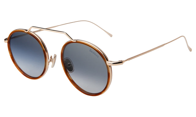 Wynwood Ace Sunglasses Side Profile in Saffron Havana/Gold / Silver Flat Mirror Gradient