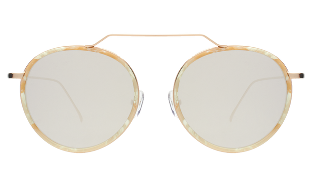  Wynwood Ace Sunglasses in Savannah Cream Marble/Gold with Silver Flat Mirror
