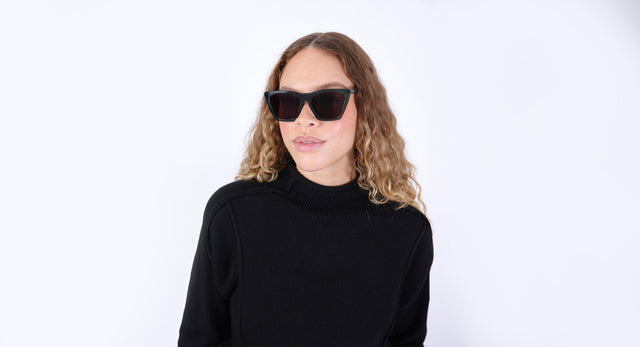 Model wearing Lisbon 57 Sunglasses in Black