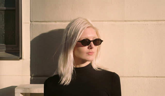 Woman in Paris wearing the Munich Sunglasses in Black