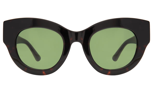 Alessia Sunglasses front view in Dark Havana with Olive Flat