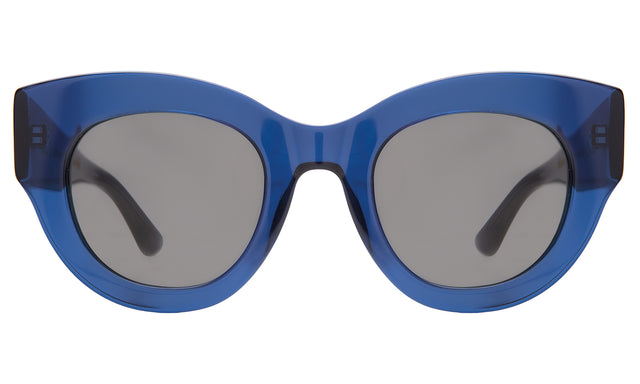 Alessia Sunglasses front view in Royal Blue with Grey Flat