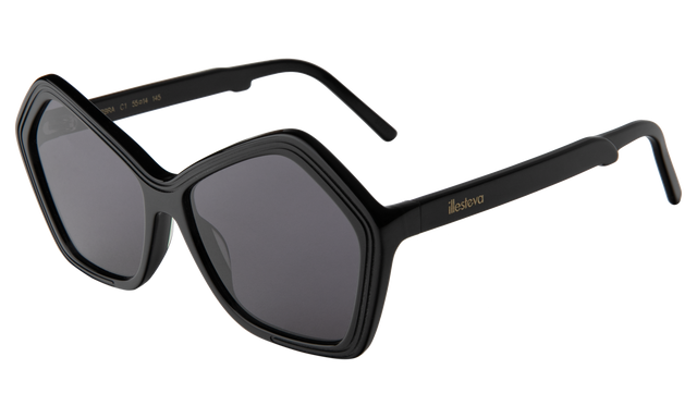 Barbra 55 Sunglasses Side Profile in Black / Grey Flat