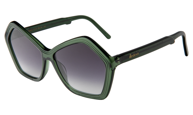 Barbra 55 Sunglasses Side Profile in Pine / Grey Flat Gradient