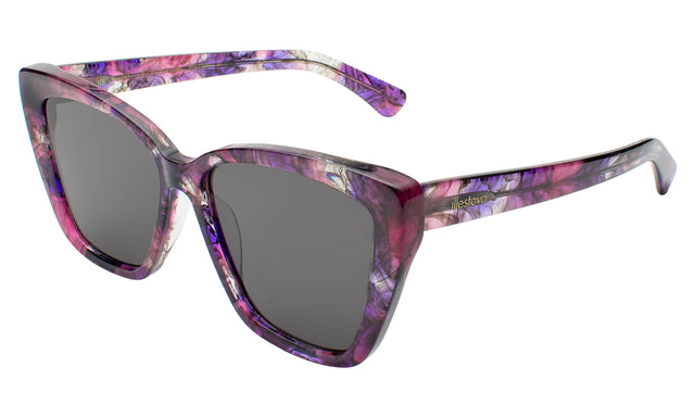 Barcelona Sunglasses Side Profile in Iris / Grey Flat