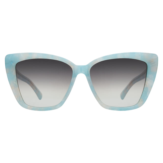 Barcelona Sunglasses front view in Celeste with Grey Flat Gradient