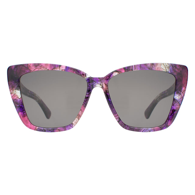 Barcelona Sunglasses front view in Iris with Grey Flat