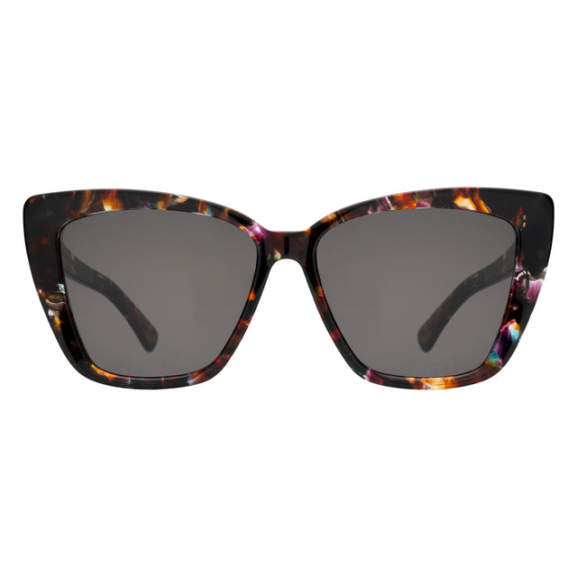 Barcelona Sunglasses front view in Sundae with Grey Flat