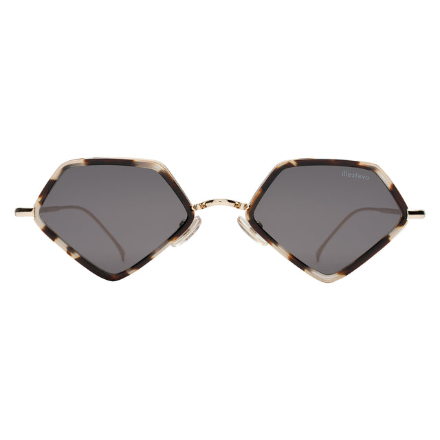 Beak Ace 53 Sunglasses front view in White Tortoise/Gold with Grey Flat