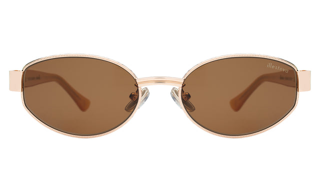 Bellagio A Sunglasses front view in Rose Gold/Honey Gold with Brown