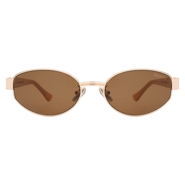 Bellagio A Sunglasses front view in Rose Gold/Honey Gold with Brown