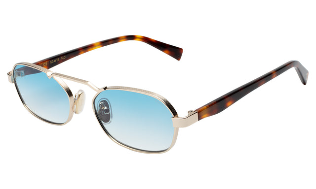 Bimini Sunglasses side view in Gold/Havana / Blue Flat Gradient See Through