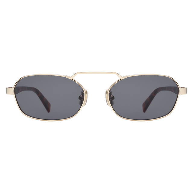 Bimini Sunglasses front view in Gold/Havana with Grey Flat