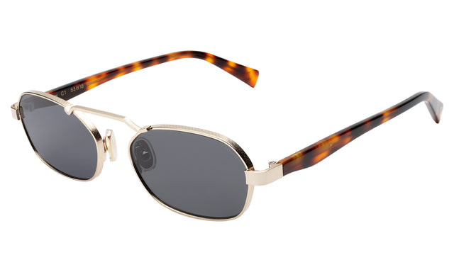 Bimini Sunglasses side view in Gold/Havana / Grey Flat