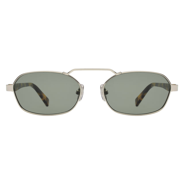 Bimini Sunglasses front view in Silver/Tortoise with Olive Flat