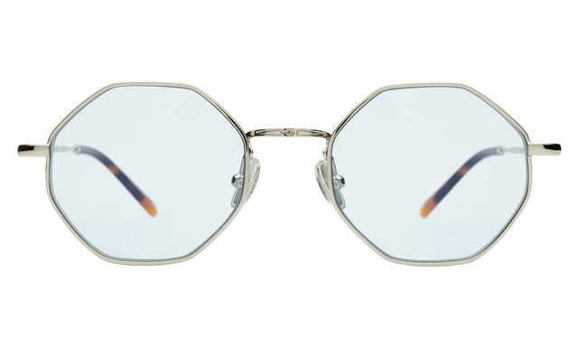 Broome Sunglasses in Silver with Light Blue Flat See Through