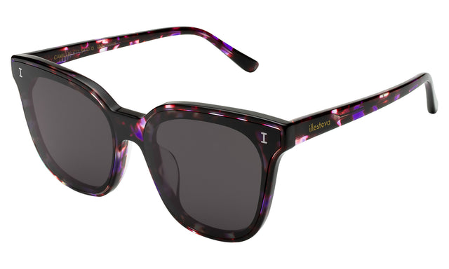 Camille 64 Sunglasses Side Profile in Berry Tortoise / Grey Flat