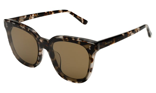Camille 64 Sunglasses Side Profile in White Tortoise / Brown Flat
