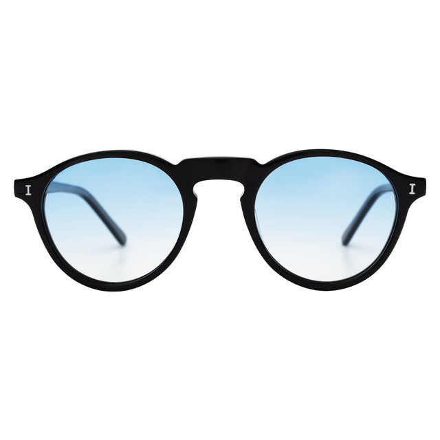 Capri Sunglasses front view in Black with Blue Gradient See Through