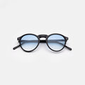 Front view of Capri Sunglasses in Black/Blue Gradient See Through