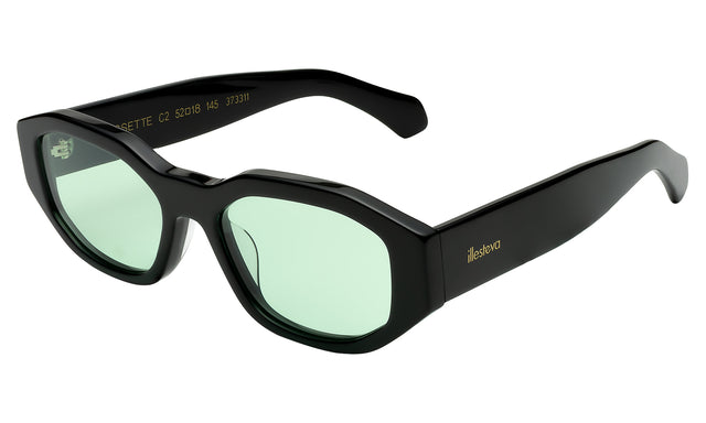 Cassette Sunglasses Side Profile in Black / Mint Flat See Through