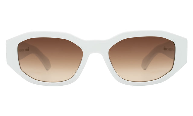 Cassette Sunglasses in White with Brown Flat Gradient
