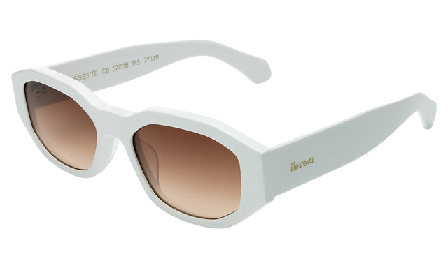 Cassette Sunglasses Side Profile in White / Brown Flat Gradient
